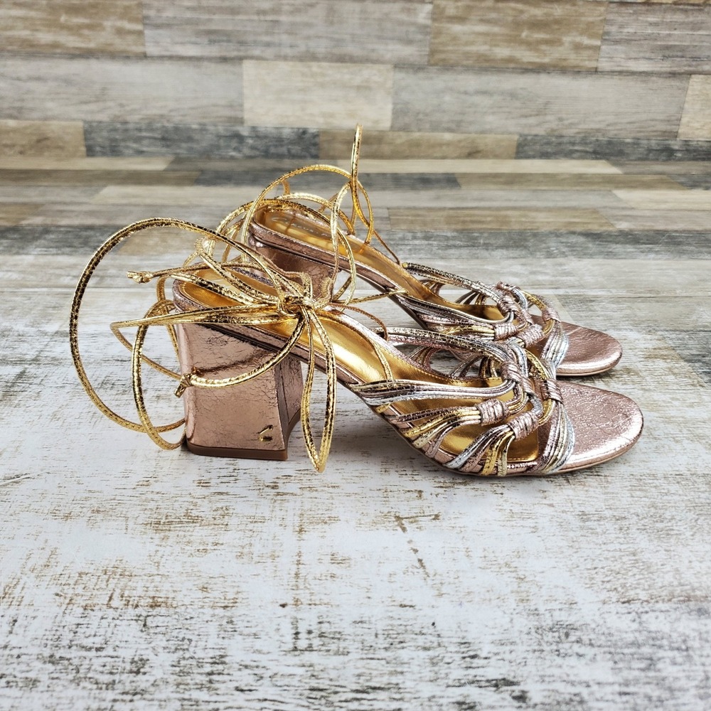 Sam Edelman Oriana Womens Sandal Sz 9 M Metallic Multi Knotted Straps Block Heel